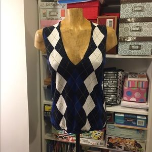 V-Neck Argyle Sweater
